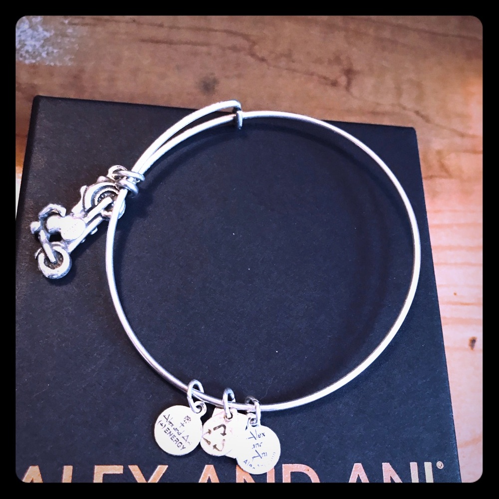 Alex and Ani Motorcycle Silver Charm Bracelet